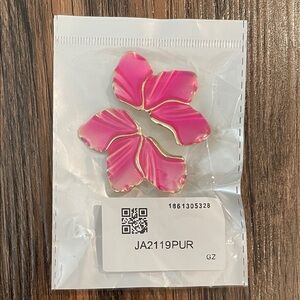 Anna Kaci Women's Enamel Flower Statement Earrings - Purple